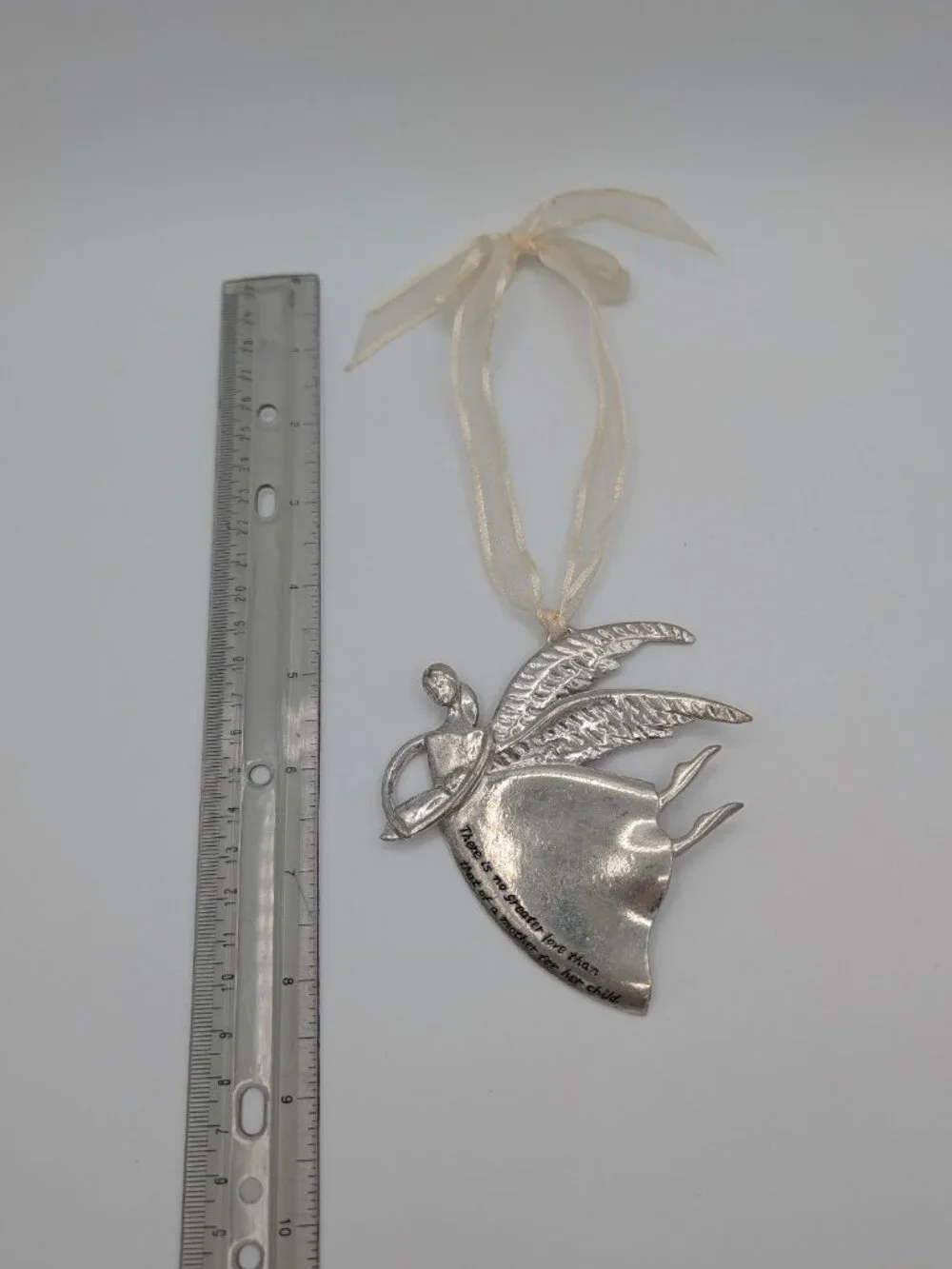 Pewter Angel Mother and Baby Ornament Hanging Wall Decor Inscribed Sentiment T